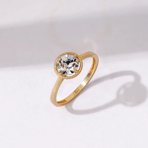 Vista 3 de Tienda Essentials Anillo de piedra natal de marzo de cristal importado de oro de 10 quilates (anteriormente colección Tienda)