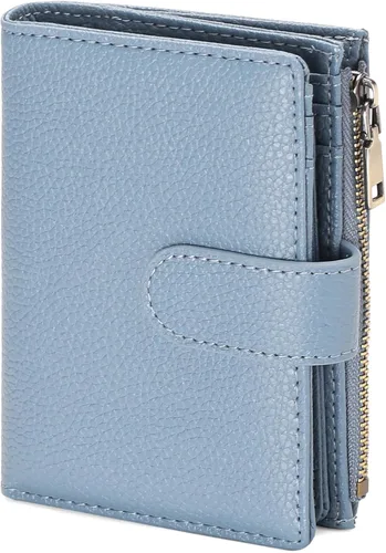 Vista 13 de GAEKEAO Cartera pequeña de cuero vegano con bloqueo RFID plegable para mujer, tarjetero compacto con bolsillo con cremallera y ventana