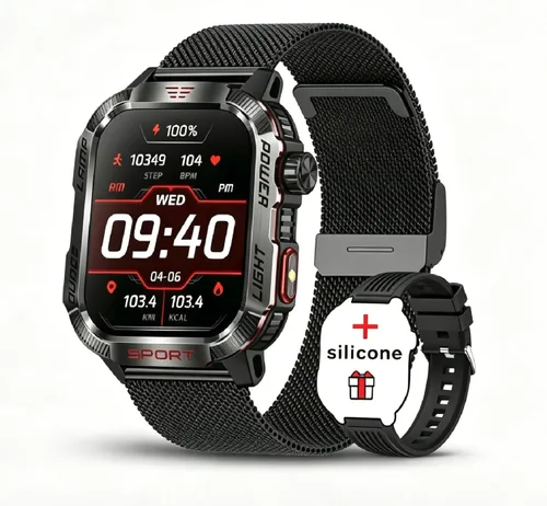 Vista 12 de Reloj inteligente para hombre, rastreador de fitness con brújula linterna y iPhone Android Support Make & Answer Calls, 2.01"Heart Rate Blood