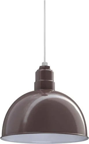 Vista 77 de Steel Lighting Co. Colgante de cuenco rosa Lámpara montada en el techo Cúpula de 15 pulgadas vástago de 12 pulgadas Estilo granero de acero