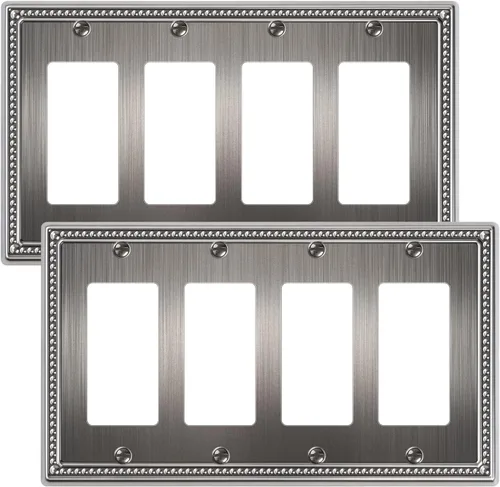 Vista 105 de Paquete de 2 cubiertas de placa de interruptor de luz de doble palanca, cubiertas decorativas de placa de doble interruptor Pearls, placa de pared