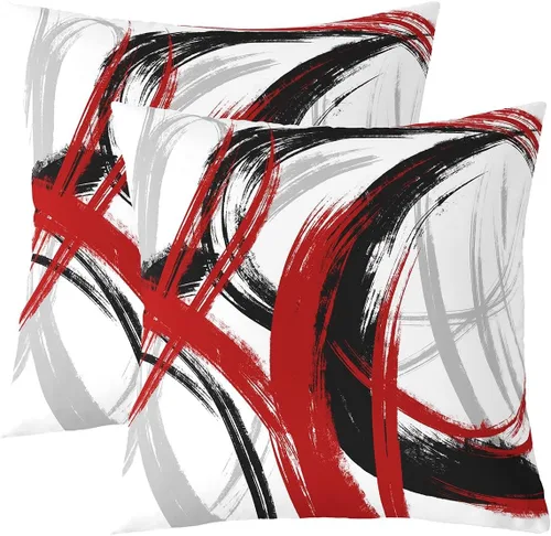 Vista 17 de Juego de 2 fundas de almohada abstractas de 16 x 16 pulgadas para niños, niñas, adolescentes, decoración de dormitorio, moderna a rayas, decoración