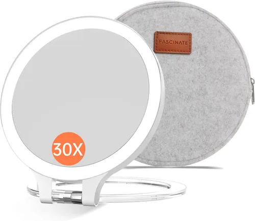 Vista 12 de FASCINATE Espejo de Aumento 10X 1X de Doble Cara con Magnificación Espejo de Tocador para Maquillaje Espejo Iluminado Recargable con 3