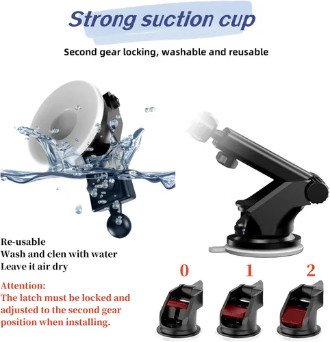 Vista 3 de Soporte para parabrisas con ventosa flexible y tornillos para pantalla Android Auto de coche de 7"/ 9"/ 10,26" Soporte de ventosa mejorado