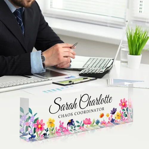 Vista 8 de Placa de nombre de oficina personalizada para escritorio, placa de nombre, regalos personalizados para compañeros de trabajo, jefe, profesor