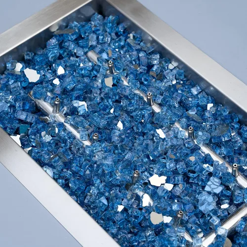 Vista 8 de Stanbroil - Vidrio de fuego de 10 libras – Cristal de fuego templado reflectante de 1/2 pulgada para chimenea de hoguera, azul Pacífico reflectante