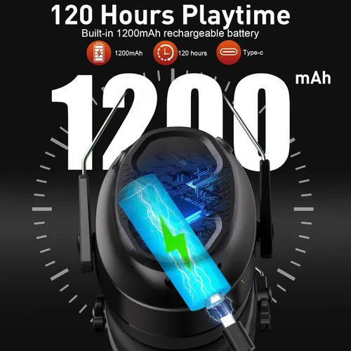 Vista 4 de BJKing Bluetooth Hearing Protection Headphones,120H Playtime, SNR 30dB Safety Earmuffs Ear Protection for Mowing