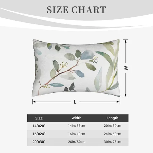 Vista 6 de Funda de almohada de hoja de planta verde, funda de almohada suave de 14 x 20 pulgadas, duradera, de fácil cuidado, decorativas, fundas protectoras