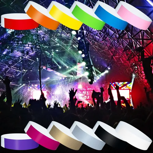 Vista 5 de 2400 pulseras de papel de plástico para eventos, pulseras de papel de colores, bandas de identificación para eventos (multicolor)