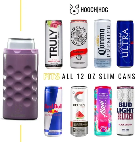 Vista 2 de Hooch Hog - Porta-latas aislante de acero inoxidable para latas delgadas de 12 oz. Para latas delgadas: 3 porta-latas aislantes para Michelob Ultra