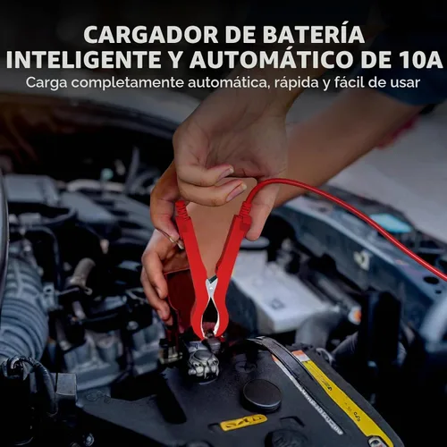 Vista 2 de Cargador de batería del coche 12V 10A Smart Trickle Charger completamente automático Negro
