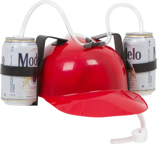 Vista 2 de Casco borracho con mecanismo para beber soda y cerveza.