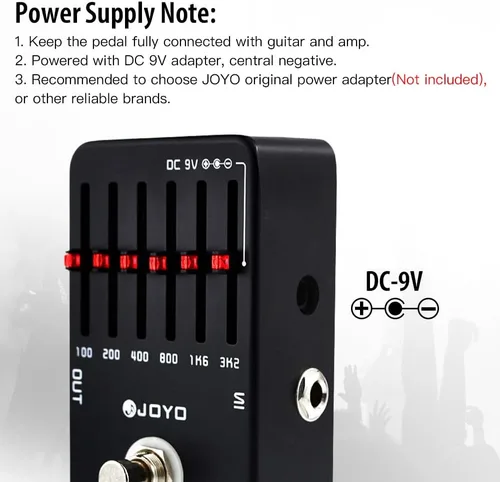 Vista 5 de JOYO Pedal ecualizador de guitarra eléctrica de 6 bandas (100Hz 200Hz 400Hz 800Hz 1.6kHz 3.2kHz) Proporciona ±18dB para cada banda (JF-11)