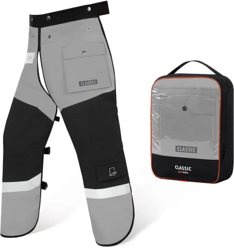 Vista 11 de Delantal de seguridad para motosierra de 8 capas, resistente, con cintura ajustable y bolsillo para hombres/mujeres, clásico C, naranja y negro