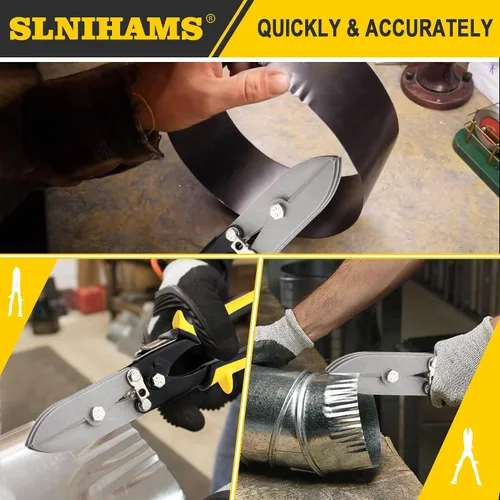 Vista 7 de SLNIHAMS Herramientas de chapa metálica de 5 cuchillas, herramienta Hvac para conductos de calibre 24-28, bajante de trabajo y tubo de estufa