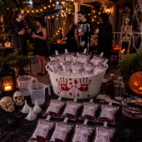 Vista 2 de Qinyoung 44 bolsas de sangre de Halloween para bebidas, bolsas de bebidas