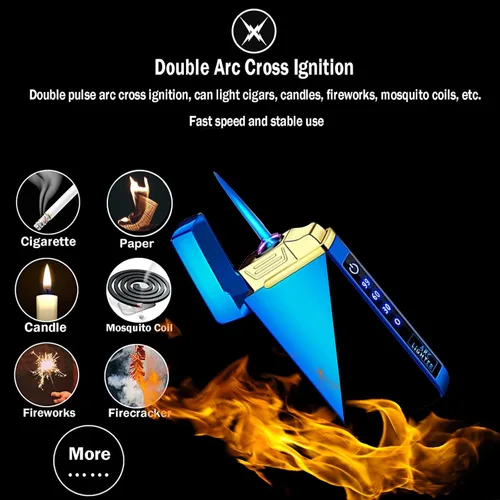 Vista 2 de Arc - Encendedor eléctrico y recargable de chorro de butano 2 en 1, recargable por USB con iluminación LED a prueba de viento para fuego, barbacoas