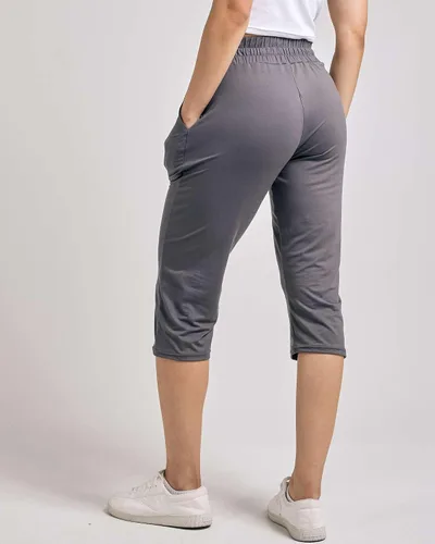 Vista 4 de Real Essentials 3-Pack Women's Capri Open Bottom Soft Sweatpants with Drawstring (Available in Plus Size)