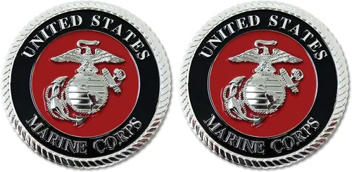Vista 7 de USMC Medallón de automóvil rojo/plateado – Logotipo de metal Águila, Globo y Ancla del Cuerpo de Marines de 3.5 pulgadas para automóvil - Regalo