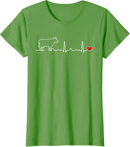 Vista 4 de Camiseta de paciente con corazón I Love My Cow Valve EKG Heartbeat Heart Pacient, Negro, S