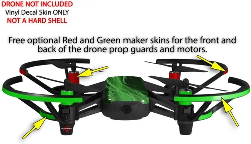 Vista 3 de Paquete de 2 calcomanías para DJI Ryze Tello Drone Mystic Vortex Green Drone no incluido