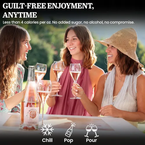 Vista 4 de Boresso Extra Dry 0.0% ABV Vino rosado espumoso sin alcohol con caja de regalo alternativa de champán sin alcohol desalcoholizado de Italia 25.4 fl