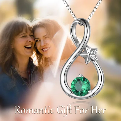 Vista 6 de ONEFINITY Collar con colgante de infinito de plata de ley con piedras de nacimiento, collar de mamá para mujer