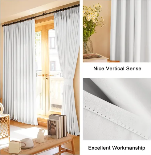 Vista 55 de HUTO Cortinas Plisadas de Pinzas Opacas con Aislamiento Térmico para Oscurecer la Habitación, Panel de Tratamiento de Ventana para Sala de Estar