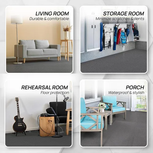 Vista 3 de Yes4All Alfombrillas Entrelazadas de EVA, Baldosas de Suelo tipo Rompecabezas, Acolchado de Suelo de Espuma con Borde para Muebles, Espacio