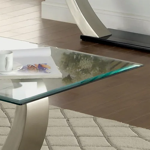 Vista 8 de Furniture of America Mesa de centro de cristal Navarra en plata y negro