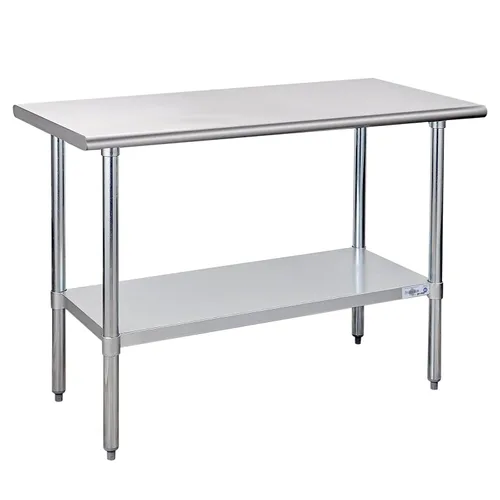 Vista 25 de Profeeshaw mesa de trabajo, de uso comercial, de acero inoxidable NSF con protector contra salpicaduras y estante inferior, para cocina, restaurante