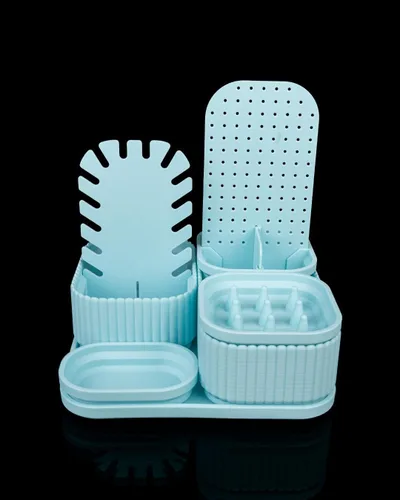 Vista 2 de Organizador Pretty Pillars - Soporte para joyas y maquillaje azul cielo