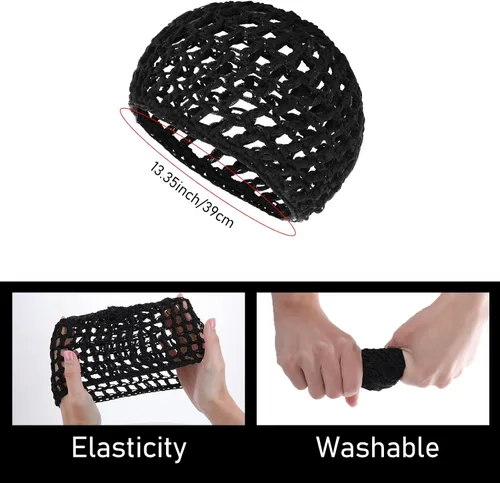 Vista 2 de WLLHYF Gorros de Peluca para Cabello Grueso y Largo, Gorros Ajustables de Red Malla Trenzada para Tejer, Hacer Crochet, Coser, Tejido de Red