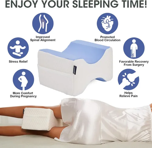 Vista 2 de Almohada para dormir de lado, almohada de rodilla para dormir de lado, almohada de alivio del dolor de ciática, almohada de espuma viscoelástica