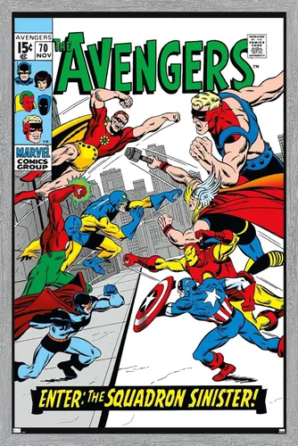 Vista 13 de Trends International Marvel Comics Avengers #70 - Póster de pared, 22.4 pulgadas de largo x 14.7 pulgadas, versión enmarcada en madera de granero