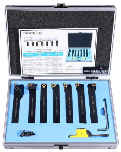 Vista 12 de Accusize Industrial Tools 1/2" 9 piezas/juego, herramientas de torneado de carburo indexables y barra de mandrinar, 2988-0012 1/2" Shank 9pc