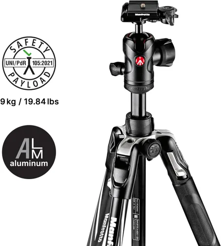 Vista 3 de Viitech Imaging Manfrotto Trípode, Befree Advanced Aluminum, kit de trípode con bloqueo de palanca de cabeza libre de 4 niveles, negro, MKBFRLA4BK-BH