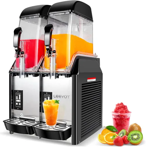 Vista 9 de LEEVOT Máquina comercial de granizado – Tanques de 12L Máquina de Margarita Máquina congelada para Restaurante Bar Fiesta – 550W Acero inoxidable