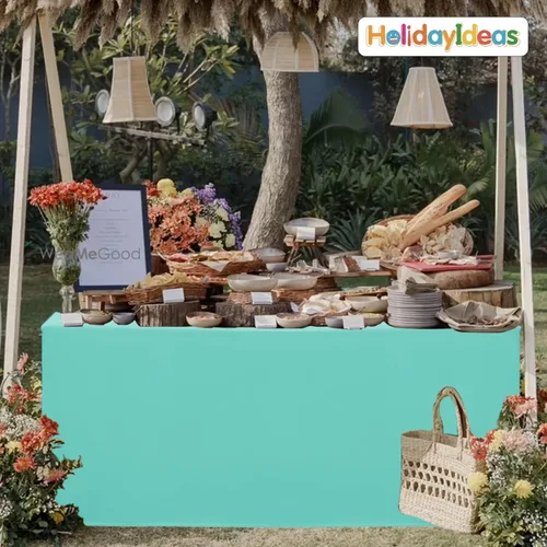 Vista 6 de HolidayIdeas Fitted Tablecloths for 4 Foot Rectangle Table, Wrinkle Resistant Washable Table Cover 24x48 Inch for Vendor Booth Display, Banquet, Aqua