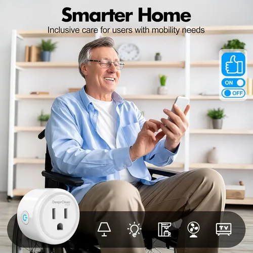 Vista 7 de DeeprClean Mini enchufes inteligentes que funcionan con Alexa, enchufe Wifi compatible con Google Assistant, toma controlada por aplicación