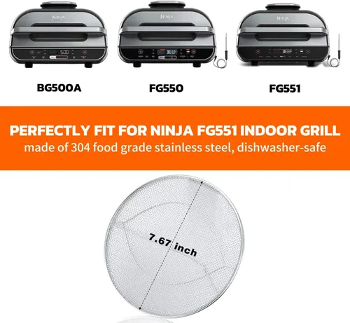 Vista 2 de Protector de salpicaduras de acero inoxidable para FG551 Foodi, accesorios para parrilla de interior reutilizable Foodi Smart XL 6 en 1, accesorios