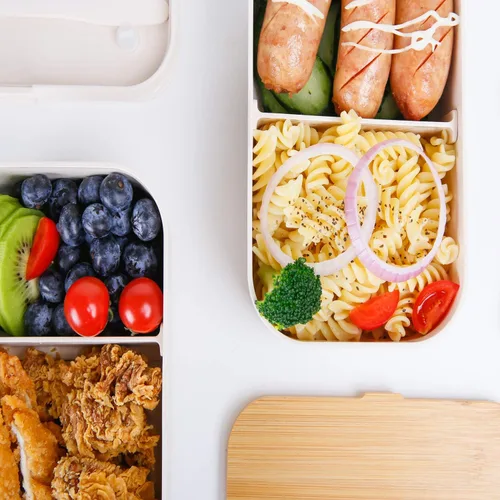 Vista 6 de Bento Box - Lonchera de bambú para adultos, a prueba de fugas, hermética, sin BPA, color blanco