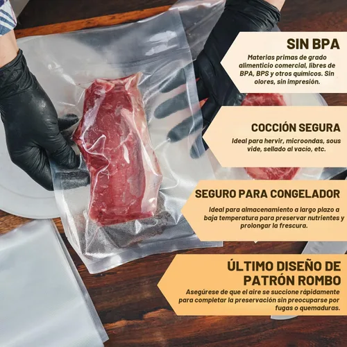 Vista 3 de Bolsas Selladoras al Vacío, 200 Cuartos Sin BPA de 8x12 Pulgadas para Food Saver, Seal a Meal, Weston. Bolsas de Almacenamiento de Alimentos al