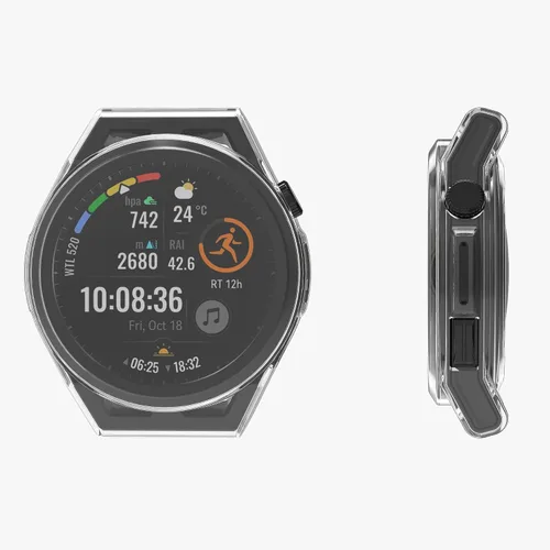 Vista 5 de kwmobile Funda compatible con Huawei Watch GT Runner Case - 2X TPU Silicone Fitness Tracker Cover - Transparente