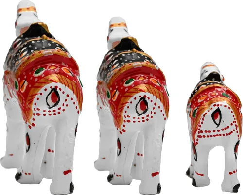 Vista 4 de Estatua tradicional india de Rajasthani, estatua de escultura, mesa, hogar, oficina, fiesta, decoración y regalo (juego de 3, camello)