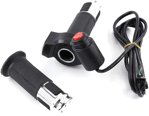 Vista 2 de Keenso - Acelerador eléctrico, 12-84 V, empuñaduras de acelerador eléctrico para manillar, scooter, acelerador con pantalla LED de voltaje (plateado)