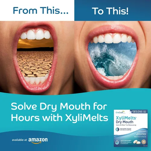 Vista 6 de Xylimelts : Dry Mouth 40 pastillas adhesivas sabor dulce ligero Alivia la boca seca día y noche Acción hasta 8 horas Sin azúcar, sin xilitol