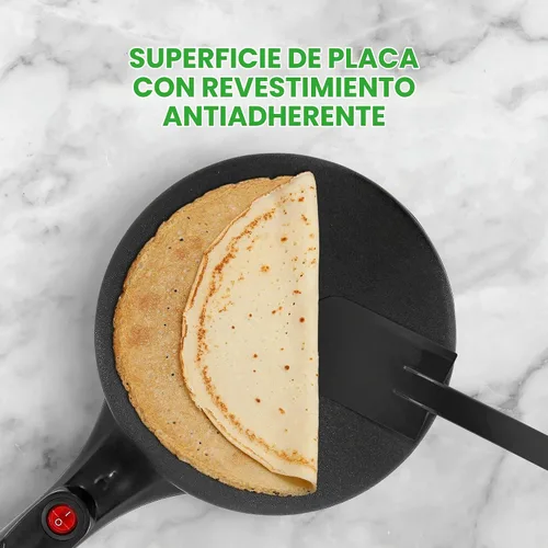 Vista 4 de NutriChef - Sartén eléctrica para crepas Placa de cocción antiadherente de 8 pulgadas con interruptor de encendido/apagado Cocina roti