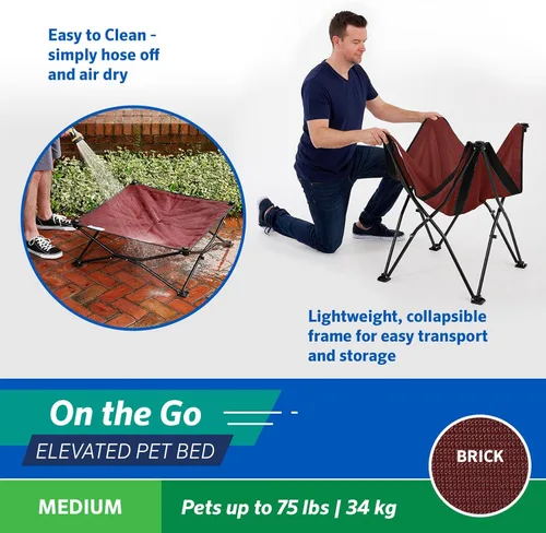 Vista 5 de Coolaroo On-The-Go Cama Elevada para Perros - Cama Plegable Emergente de Viaje para Perros con Tela Transpirable, Resistente a la Humedad, Bolsa
