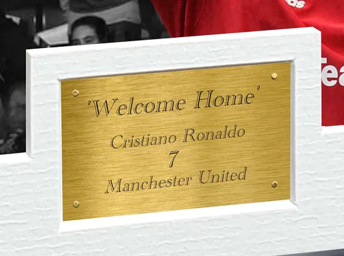 Vista 2 de Kitbags & Lockers Póster de Cristiano Ronaldo Manchester United de 12 x 8 pulgadas, A4 con texto en inglés "WELCOME HOME", para regalo, color negro